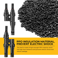 Thumbnail for 1 Pair 2 To 1 2 branch Waterproof T Branch Cable Connectors Solar PV Panel Connector Male & Female