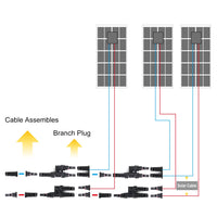 Thumbnail for 1 Pair 2 To 1 2 branch Waterproof T Branch Cable Connectors Solar PV Panel Connector Male & Female