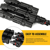Thumbnail for 1 Pair 3 To 1 3 branch Waterproof T Branch Cable Connectors Solar PV Panel Connector Male & Female