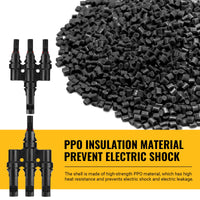 Thumbnail for 1 Pair 3 To 1 3 branch Waterproof T Branch Cable Connectors Solar PV Panel Connector Male & Female