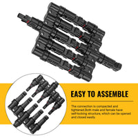 Thumbnail for 1 Pair 5 To 1 5 branch Waterproof T Branch Cable Connectors Solar PV Panel Connector Male & Female