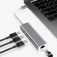 Thumbnail for USB 3.1 USB-C Type C 1000 Mbps Gigabit Ethernet Rj45 LAN Adapter with 3 USB 3.0 Network Card