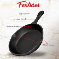 Thumbnail for 6inch 16cm Cast Iron Skillet Cookware Chef Quality Pre-Seasoned Pan Pans