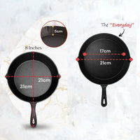 Thumbnail for 8inch 21cm Cast Iron Skillet Cookware Chef Quality Pre-Seasoned Pan Pans