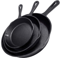 Thumbnail for Cast Iron Skillet Cookware 3-Piece Set Chef Quality Pre-Seasoned Pan 10