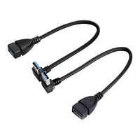 Thumbnail for 2PCS 20cm SuperSpeed USB 3.0 Male to Female Extension Data Cable Up and Down Angle