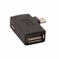 Thumbnail for 2-in-1 Powered Micro USB OTG Adapter Left Angled PlayStaion Classic Chromecast Android Phone Tablet
