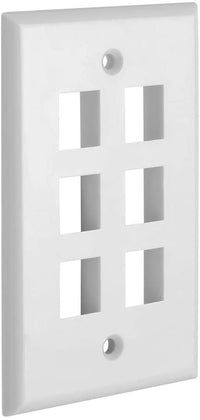 Thumbnail for 6 Port QuickPort outlet Wall Plate face plate, six Gang White