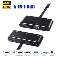 Thumbnail for 5in1 USB C to HDMI VGA Hub Adapter Type C to HDMI USB3.0 Port Dongle Converter