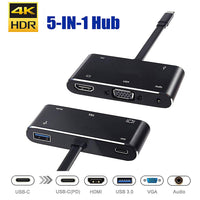 Thumbnail for 5in1 USB C to HDMI VGA Hub Adapter Type C to HDMI USB3.0 Port Dongle Converter