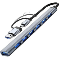 Thumbnail for USB Hub 3.0 7 Ports Aluminium USB C to USB 3.0 Hub for MacBook Mac Pro/Mini  iMac Laptop
