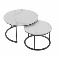 Thumbnail for Interior Ave - Executive Stone Nested Coffee Table Set - White & White
