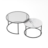 Thumbnail for Interior Ave - Elle Luxe - Marble & Black Nested Coffee Table Set