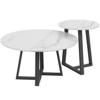 Thumbnail for Interior Ave - Broadway Two Tier Marble White Stone Coffee Table Set