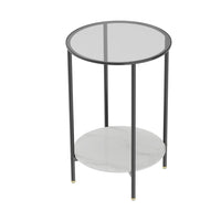 Thumbnail for Interior Ave - Cosmopolitan Two Tier Mix Side Table - Marble & Glass