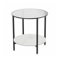 Thumbnail for Interior Ave - Cosmopolitan Two Tier Mix Side Table - Marble & Glass