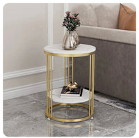 Thumbnail for Interior Ave Cleo Gold Two Shelf Stone Side Table