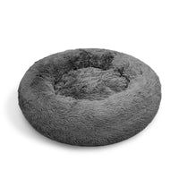 Thumbnail for Dog Pet Cat Calming Bed Warm Plush Round Nest Comfy Sleeping Bed Dark Grey 70cm