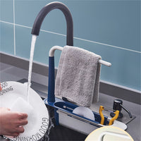 Thumbnail for Cookingstuff Sink Storage Rack Kitchen Retractable Drain Expandable Basket Organizer Blue