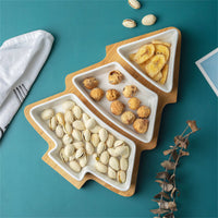 Thumbnail for Cookingstuff Small Tree Split Dry Fruit Plate Food Storage Household Snack Plate White