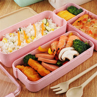 Thumbnail for Cookingstuff 3 Layer Bento Box With Cover Lunch Eco Friendly Leakproof Food Container