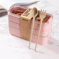 Thumbnail for Cookingstuff 3 Layer Bento Box With Cover Lunch Eco Friendly Leakproof Food Container