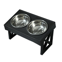 Thumbnail for Pawfriends Elevated Pet Feeder Food Water Double Bowl Adjustable Height Raised Stand