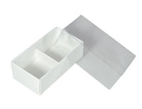 Thumbnail for 100 Pack of White Card Chocolate Sweet Soap Product Reatail Gift Box - 2 Bay Compartments - Clear Slide On Lid - 8x4x3cm