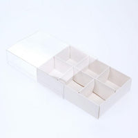 Thumbnail for 100 Pack of White Card Chocolate Sweet Soap Product Reatail Gift Box - 6 Bay Compartments - Clear Slide On Lid - 12x8x3cm