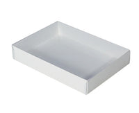 Thumbnail for 100 Pack of White Card Box - Clear Slide On Lid - 25 x 25 x 6cm - Large Beauty Product Gift Giving Hamper Tray Merch Fashion Cake Sweets Xmas