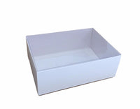 Thumbnail for 100 Pack of White Card Box - Clear Slide On Lid - 25 x 25 x 6cm - Large Beauty Product Gift Giving Hamper Tray Merch Fashion Cake Sweets Xmas