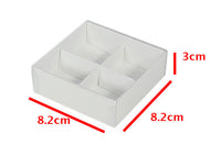 Thumbnail for 50 Pack of White Card Chocolate Sweet Soap Product Reatail Gift Box - 4 Bay Compartments - Clear Slide On Lid - 8x8x3cm