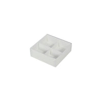 Thumbnail for 50 Pack of White Card Chocolate Sweet Soap Product Reatail Gift Box - 4 Bay Compartments - Clear Slide On Lid - 8x8x3cm