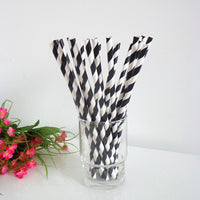 Thumbnail for 1000 Bulk Wholesale Pack Black White Drinking Straws Biodegradable Eco Paper Birthday Party Event Bistro Bar Cafe Take Away