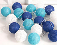 Thumbnail for 1 Set of 20 LED Blue 5cm Cotton Ball Battery Powered String Lights Christmas Gift Home Wedding Party Boys Bedroom Decoration Indoor Table Centrepiece