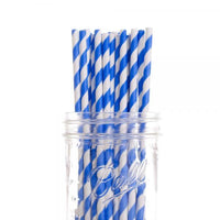 Thumbnail for 1000 Bulk Wholesale Pack Blue White Drinking Straws Biodegradable Eco Paper Birthday Party Event Bistro Bar Cafe Take Away