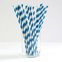 Thumbnail for 1000 Bulk Wholesale Pack Blue White Drinking Straws Biodegradable Eco Paper Birthday Party Event Bistro Bar Cafe Take Away