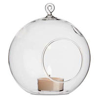 Thumbnail for 10 x Hanging Clear Glass Ball Tealight Candle Holder  - 8cm Diameter / High - Wedding Globe Decoration Terrarium Succulent Plant Mini Garden Holder Decor Craft Gift