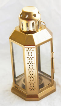 Thumbnail for 10 Pack of Gold Metal Miners Lantern Summer Xmas Wedding Home Party Room Balconey Deck Decoration 21cm Tealight Candle
