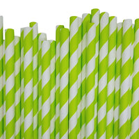 Thumbnail for 200 Pack Green White Drinking Straws Biodegradable Eco Paper Birthday Party Event Bistro Bar Cafe Take Away