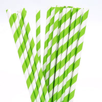 Thumbnail for 200 Pack Green White Drinking Straws Biodegradable Eco Paper Birthday Party Event Bistro Bar Cafe Take Away