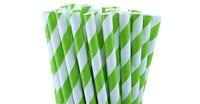 Thumbnail for 200 Pack Green White Drinking Straws Biodegradable Eco Paper Birthday Party Event Bistro Bar Cafe Take Away