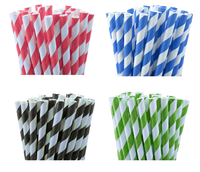 Thumbnail for 50 Pack Green White Drinking Straws Biodegradable Eco Paper Birthday Party Event Bistro Bar Cafe Take Away