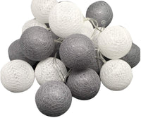 Thumbnail for 1 Set of 20 LED Grey White 5cm Cotton Ball Battery Powered String Lights Gift Home Wedding Party Bedroom Decoration Outdoor Indoor Table Centrepiece