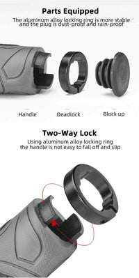 Thumbnail for Bicycle Grips MTB Road Bike Double Lock Rubber Handlebar Grips Anti-Slip Rock Bros RED