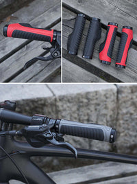 Thumbnail for Bicycle Grips MTB Road Bike Double Lock Rubber Handlebar Grips Anti-Slip Rock Bros RED
