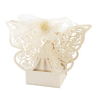 Thumbnail for Ivory Cream Butterfly Wedding Engagement Party Bomboniere Favour Lolly Gift Almond Card Box - 10 Pack