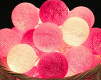 Thumbnail for 1 Set of 20 LED Pink 5cm Cotton Ball Battery Powered String Lights Christmas Gift Home Wedding Party Girl Bedroom Decoration Outdoor Indoor Table