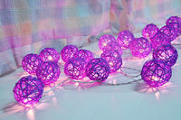 Thumbnail for 1 Set of 20 LED Cassis Purple 5cm Rattan Cane Ball Battery Powered String Lights Christmas Gift Home Wedding Party Bedroom Decoration Table Centrepiece