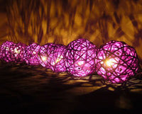 Thumbnail for 1 Set of 20 LED Cassis Purple 5cm Rattan Cane Ball Battery Powered String Lights Christmas Gift Home Wedding Party Bedroom Decoration Table Centrepiece